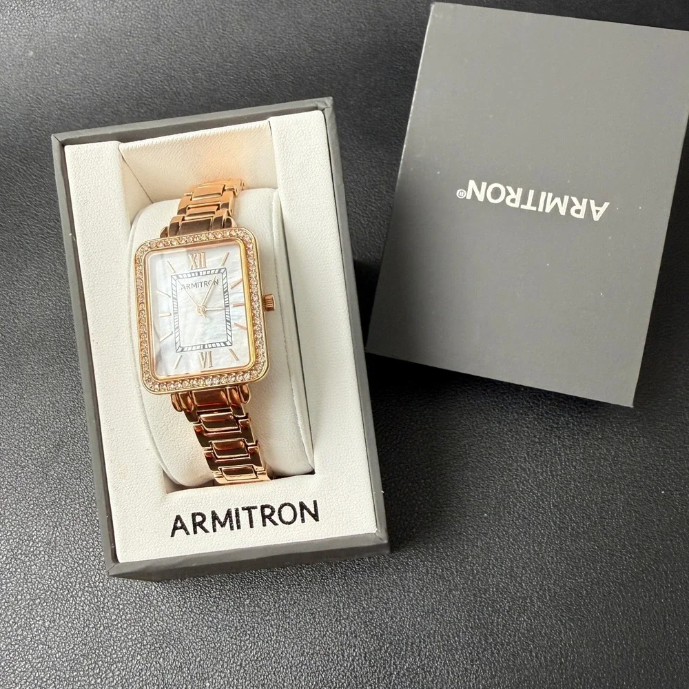 Armitron 75/5841RG Women's Crystal Accented Rose Gold Bracelet‎ Watch New Batter